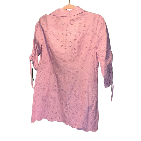 2 pc Susan Graver Lilac Adjustable 3/4 Sleeve Eyelet Embroidery Top and Tank - Picture 6 of 12